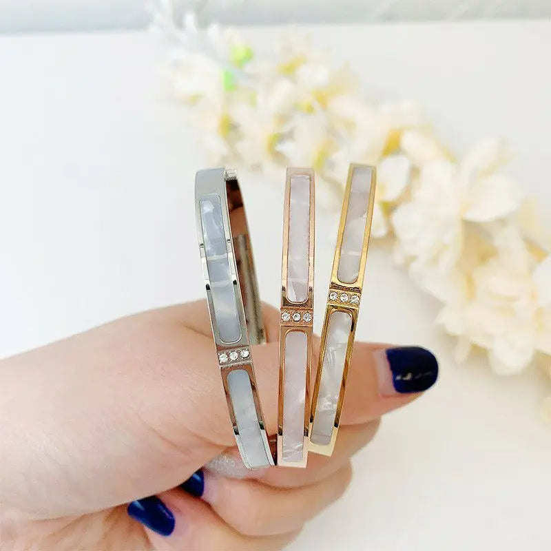 Titanium Gold Bracelet with Zircon