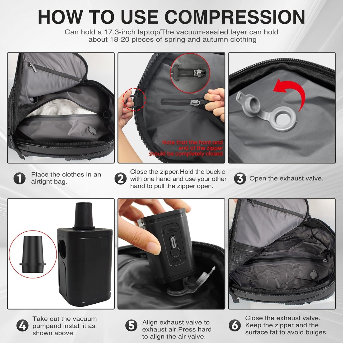 Vacuum Compressor For Travel Backpack