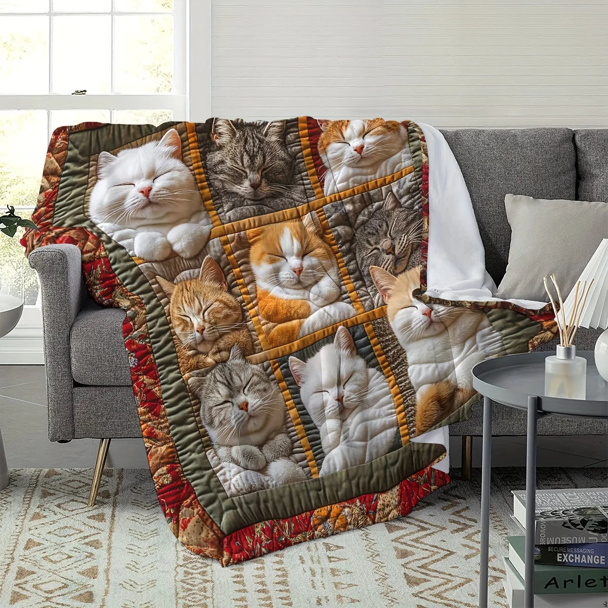 3D Cat Design Companion Blanket
