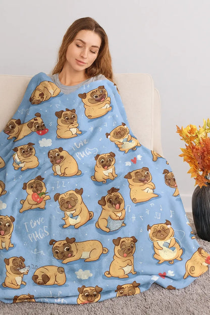 I Love Pugs Blanket