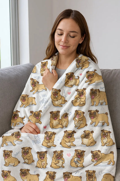 I Love Pugs Blanket