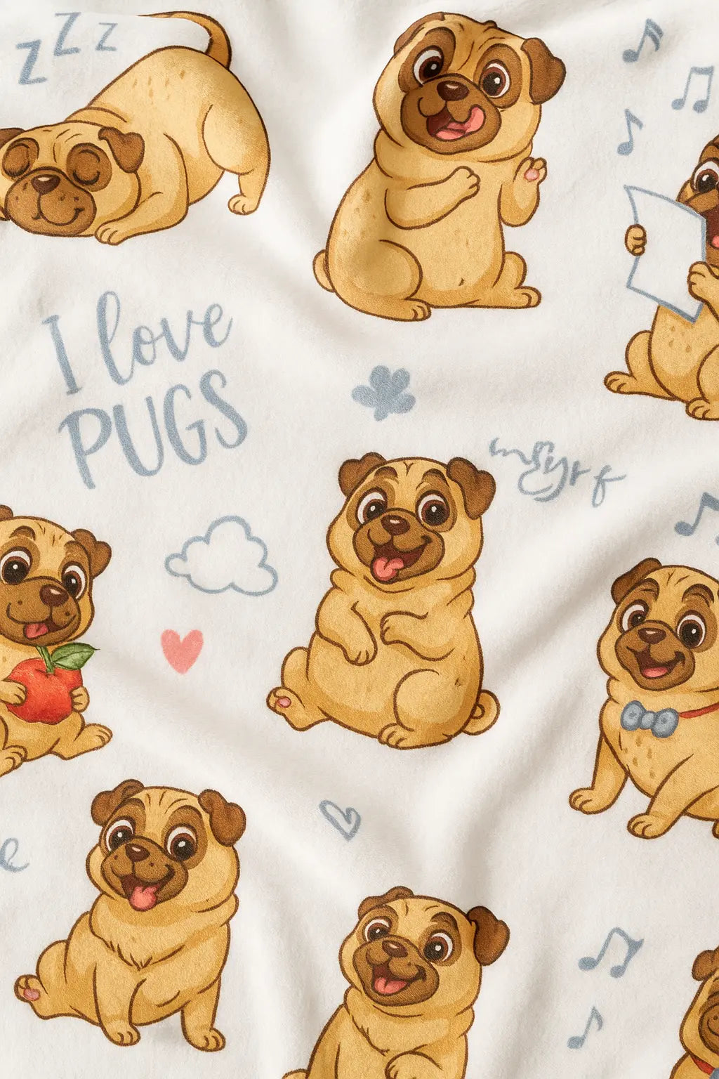 I Love Pugs Blanket