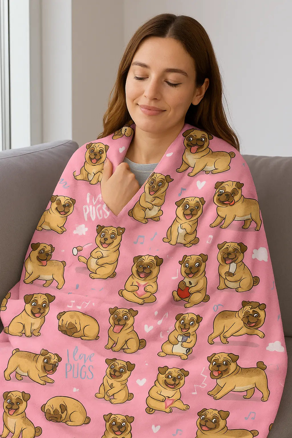 I Love Pugs Blanket