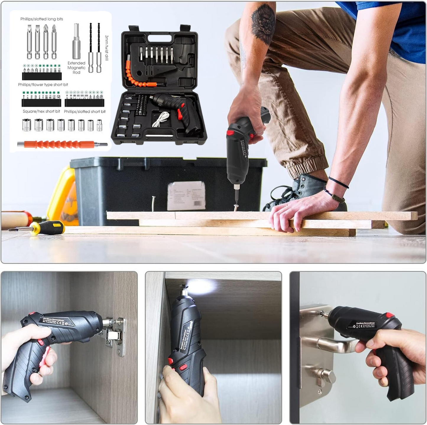 SpinMaster™ - Cordless Electric Screwdriver 3.6V Rechargeable